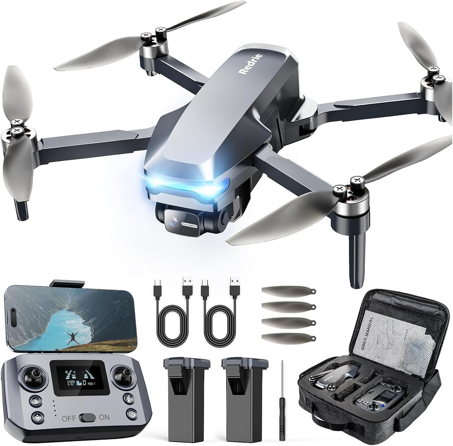 GPS Drone with 4K Camera, under 249G / 45 Mins Flight / Brushless Motor, Light, Auto Follow