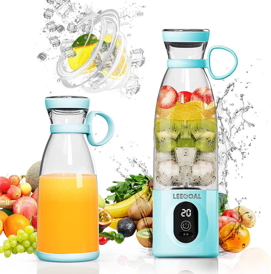 Portable Smoothie Blender / Mixer | Crushes Ice Cubes| Bravo Blue | 18OZ/535ML