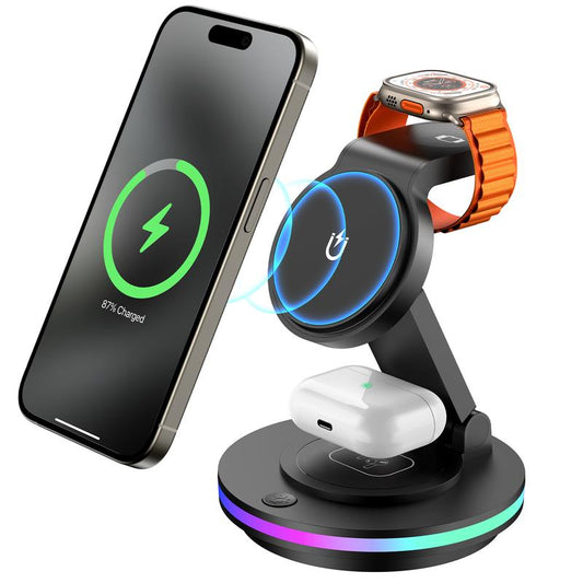 FACBINY 3 in 1 Wireless Charging Station for Multiple Devices for iPhone 15/14/13/12 Series, Apple Watch 2 to 9, Airpods 20W